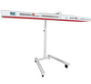 LED red light therapy device with mobile stand on wheels.