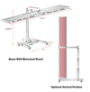 Measurements and diagram of red light light therapy device with power adjusting stand.